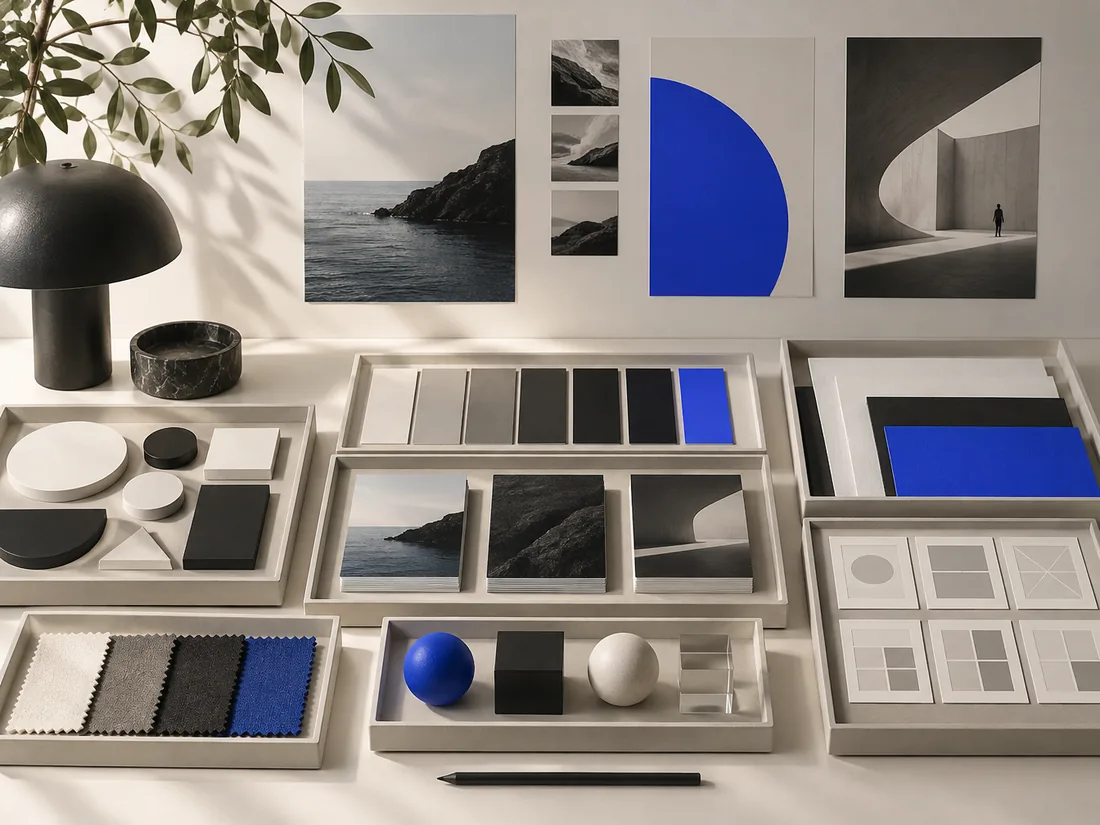 Conceptual studio image of a modular brand asset and production system.